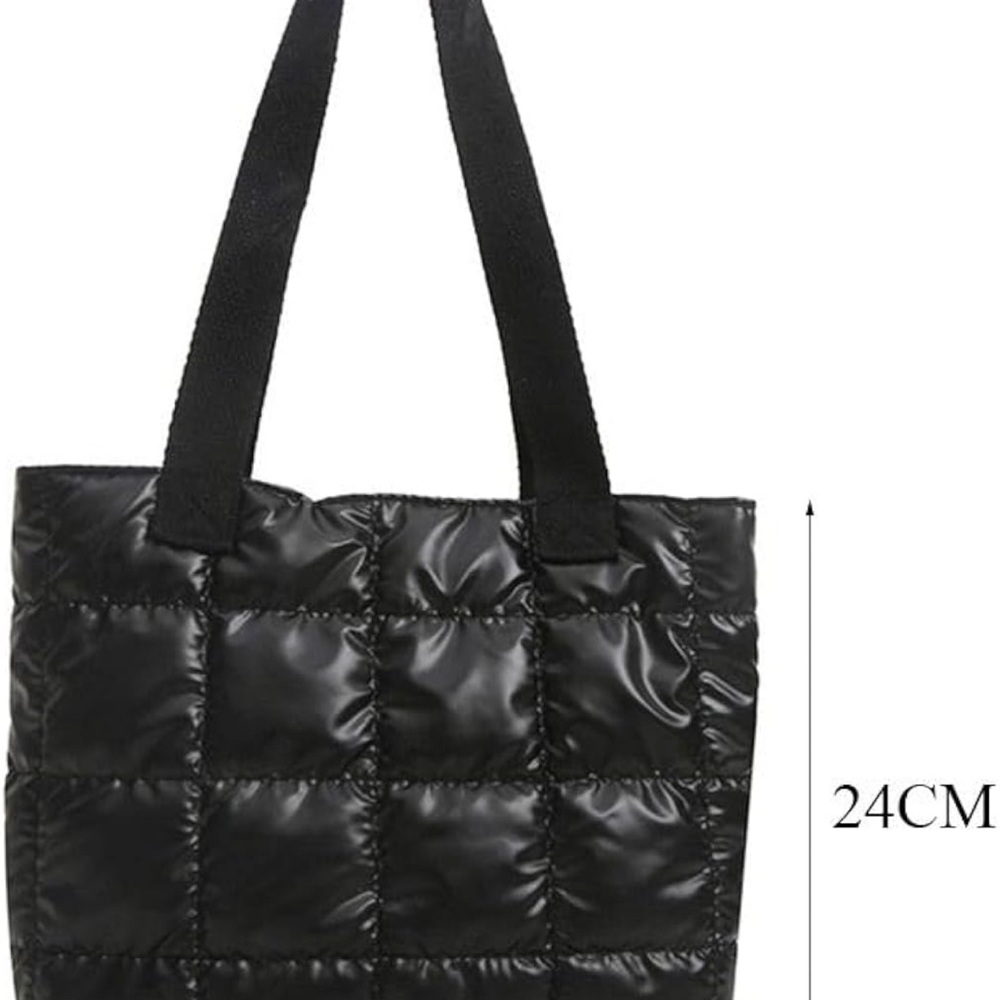 Black Quilted Tote Bag - Picture 3 of 5